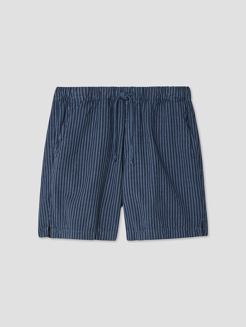 Hemp Stripe Easy Short - Blue/Navy