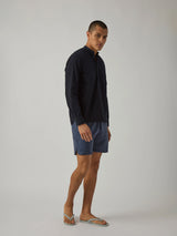 Hemp Stripe Easy Short - Blue/Navy