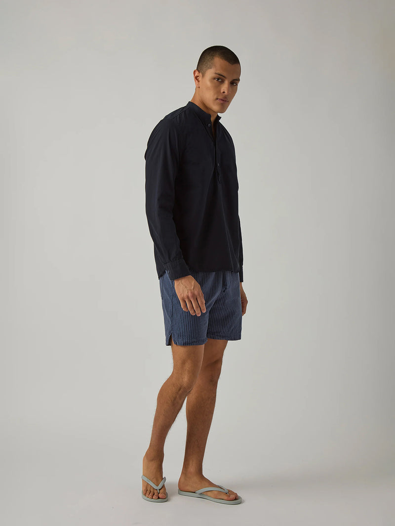 Hemp Stripe Easy Short - Blue/Navy