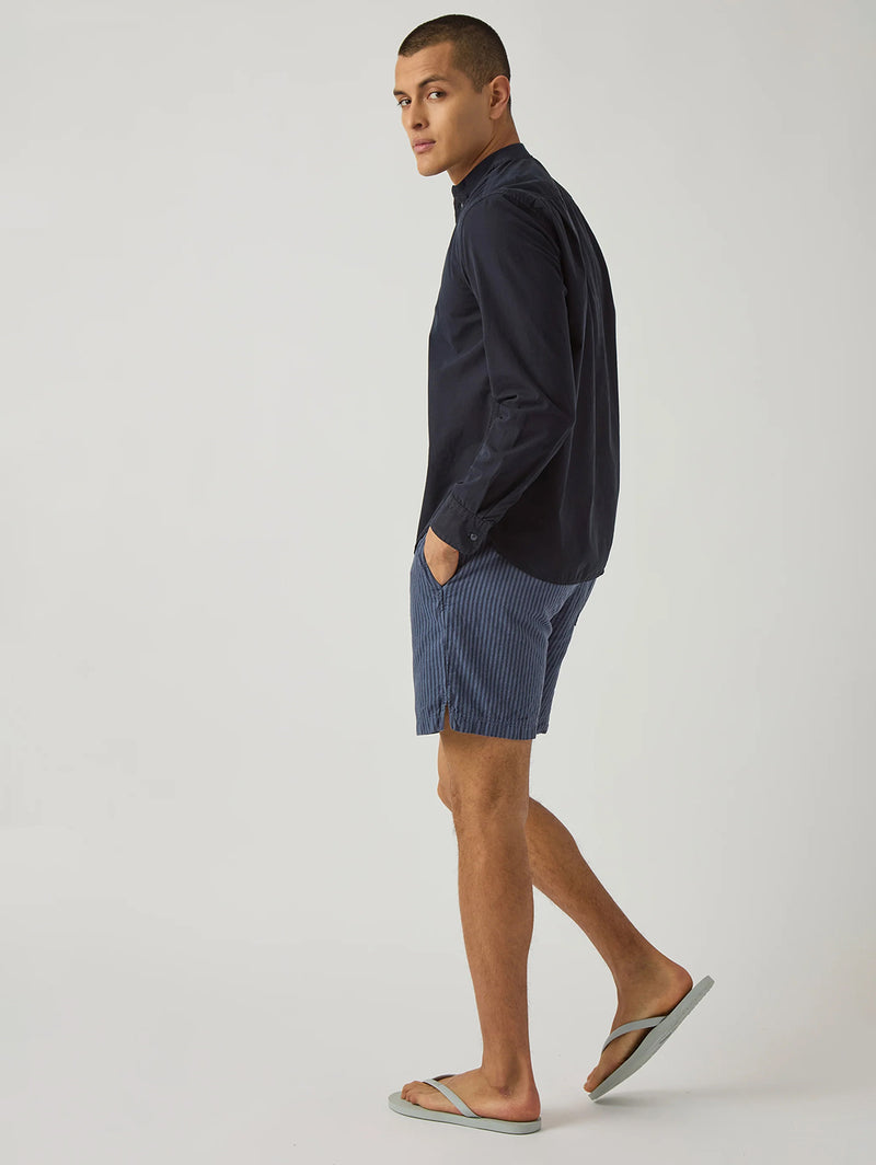 Hemp Stripe Easy Short - Blue/Navy