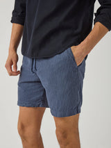 Hemp Stripe Easy Short - Blue/Navy