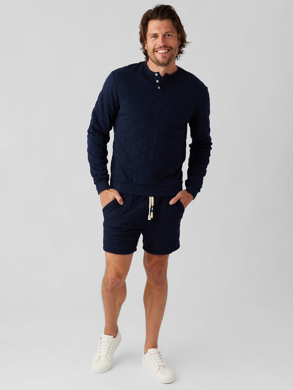 Quilted Henley Pullover - Indigo-SOL ANGELES-Over the Rainbow