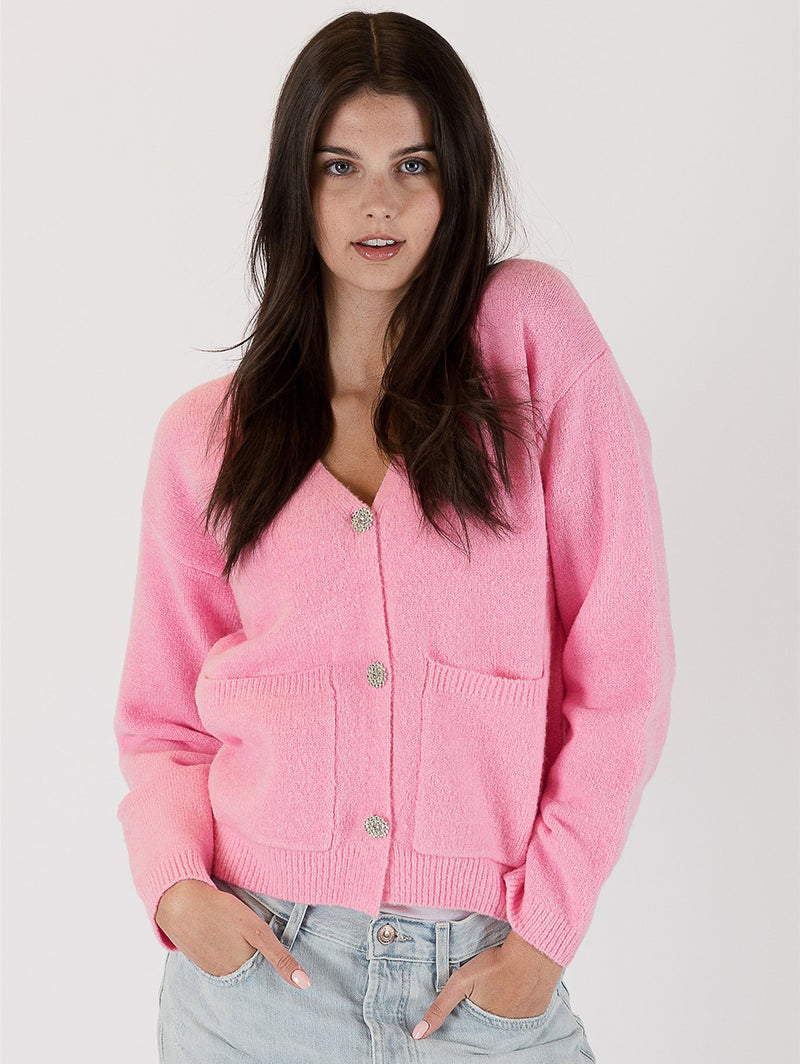 Stella Jewel Cardigan - Pink-LYLA+LUXE-Over the Rainbow