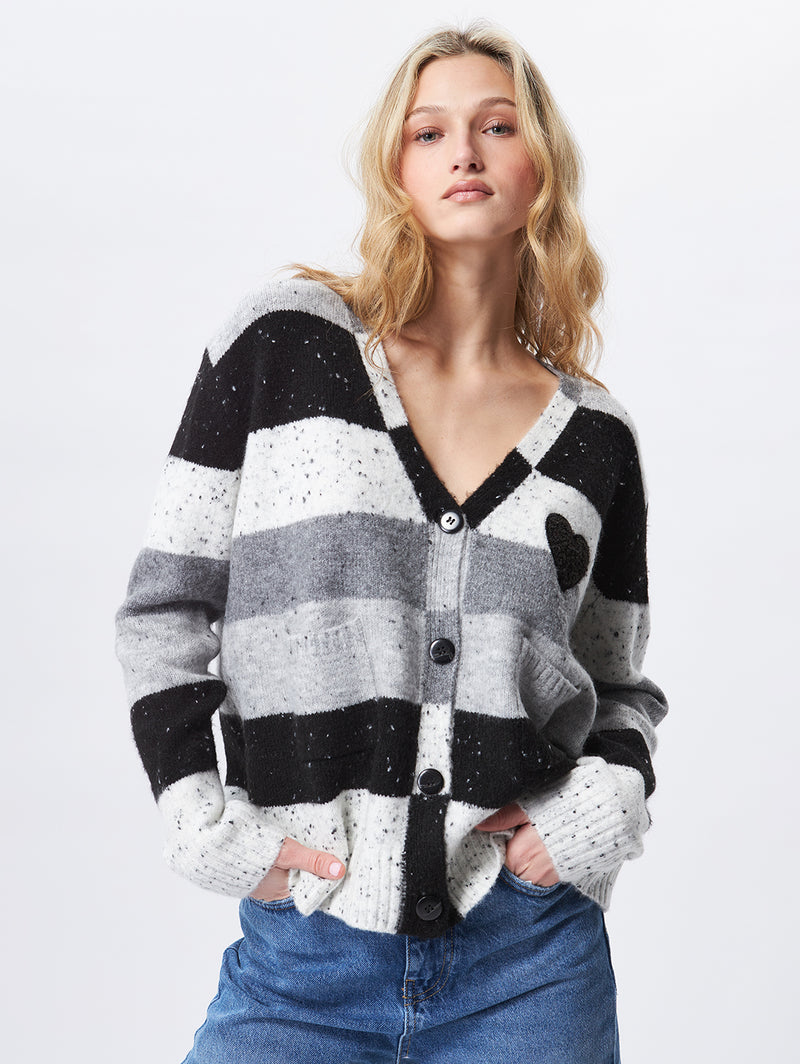 Stewart Heart Cardigan - Greyscale-John + Jenn-Over the Rainbow