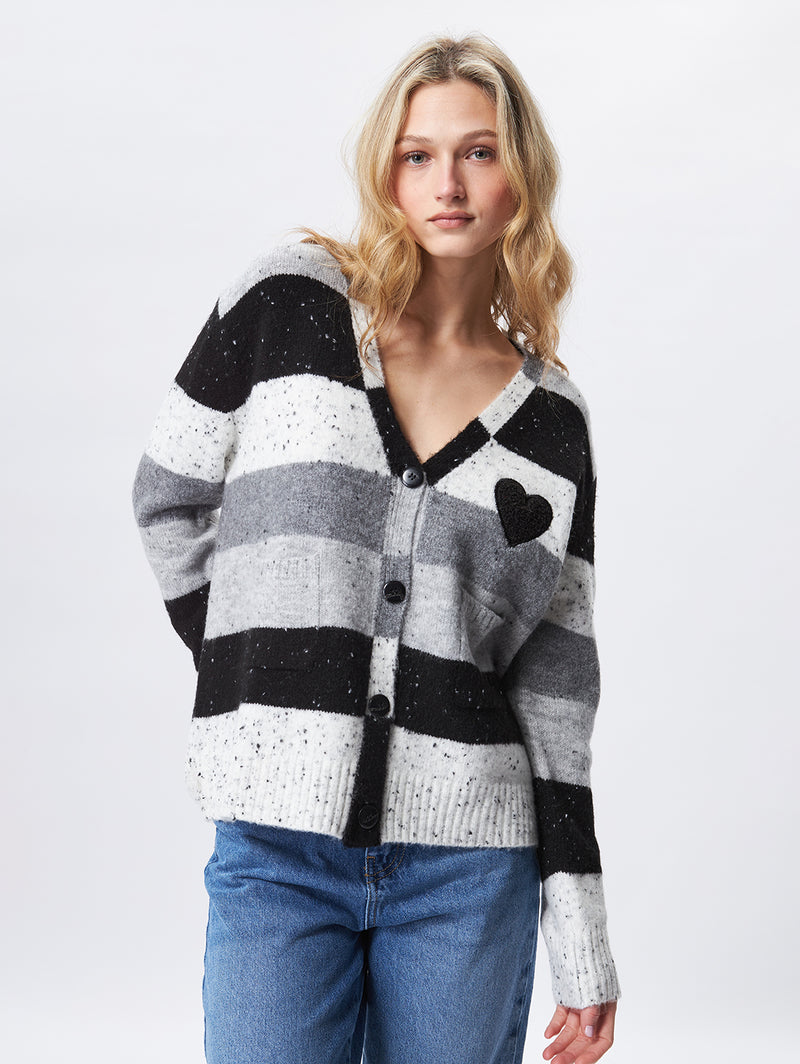 Stewart Heart Cardigan - Greyscale-John + Jenn-Over the Rainbow
