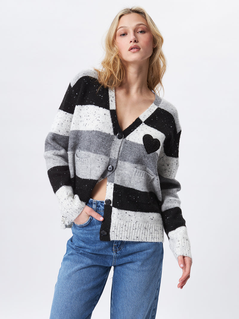 Stewart Heart Cardigan - Greyscale-John + Jenn-Over the Rainbow