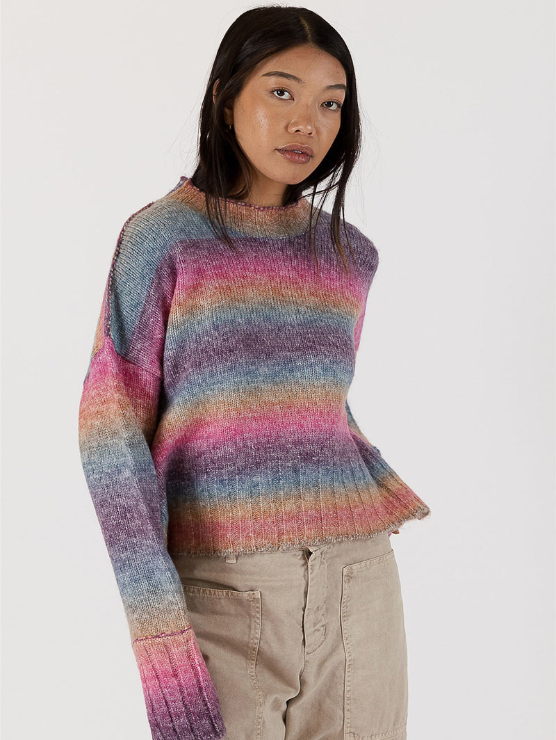 Suzie Ombre Crewneck Sweater - Dark Ombre-LYLA+LUXE-Over the Rainbow