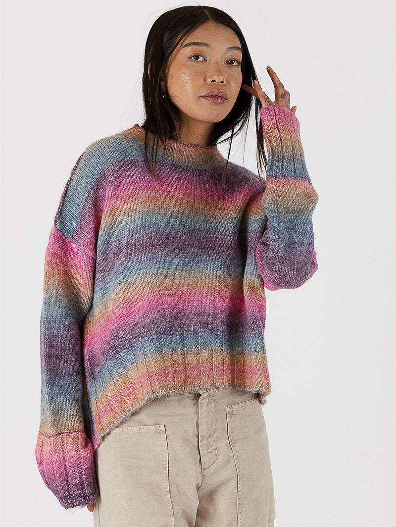 Suzie Ombre Crewneck Sweater - Dark Ombre-LYLA+LUXE-Over the Rainbow
