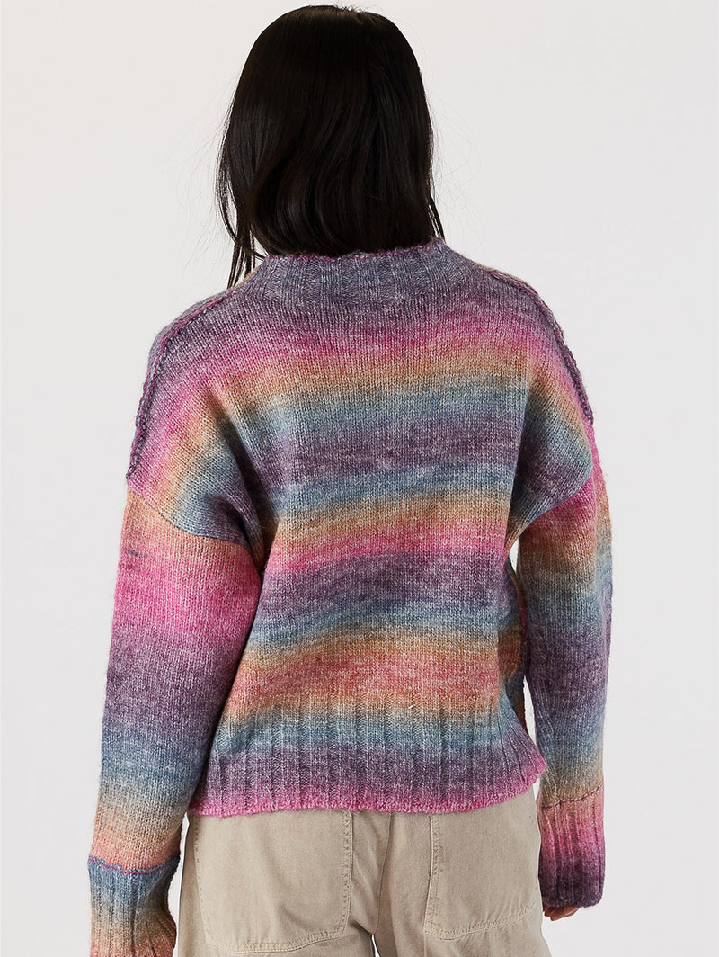 Suzie Ombre Crewneck Sweater - Dark Ombre-LYLA+LUXE-Over the Rainbow