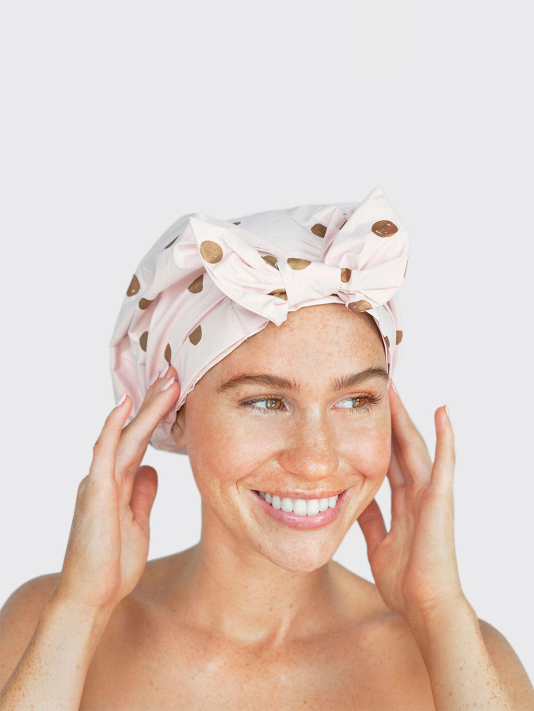 Luxury Shower Cap - Blush Dot-KITSCH-Over the Rainbow