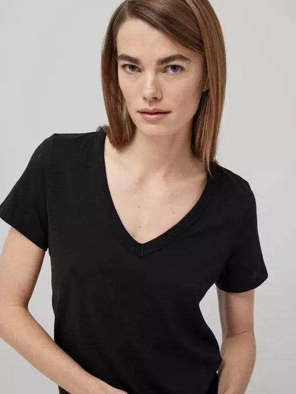 Slub V-Neck Tee - Black-RAG + BONE-Over the Rainbow