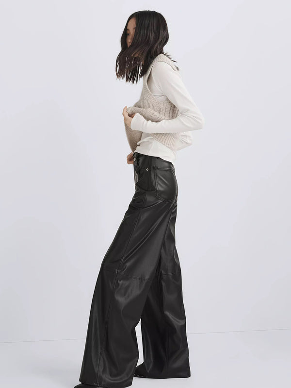 Sofie High Rise Wide Pant - Faux Leather-RAG + BONE-Over the Rainbow