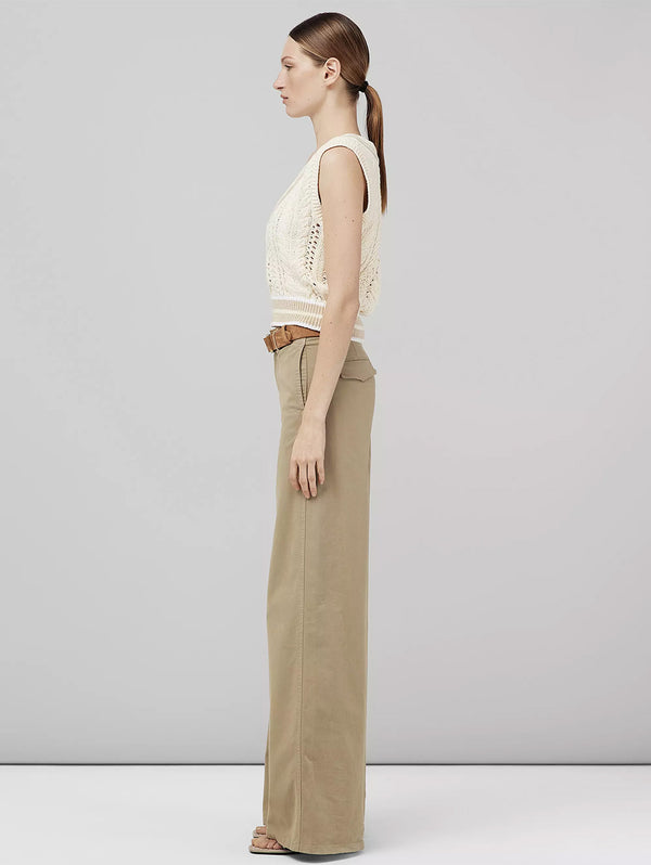 Sofie Wide Leg Cotton Chino Pant - Khaki-RAG + BONE-Over the Rainbow