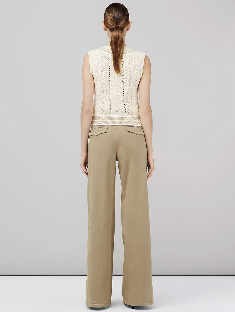 Sofie Wide Leg Cotton Chino Pant - Khaki-RAG + BONE-Over the Rainbow