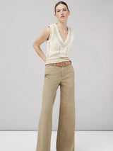 Sofie Wide Leg Cotton Chino Pant - Khaki-RAG + BONE-Over the Rainbow