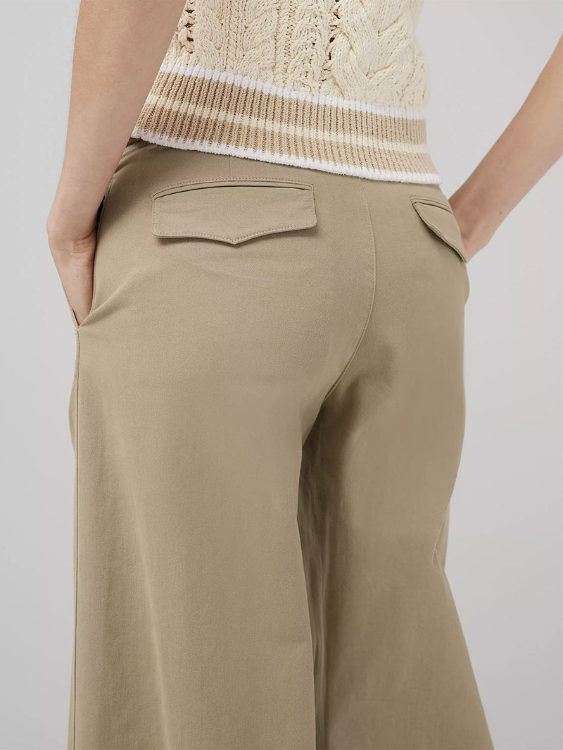 Sofie Wide Leg Cotton Chino Pant - Khaki-RAG + BONE-Over the Rainbow