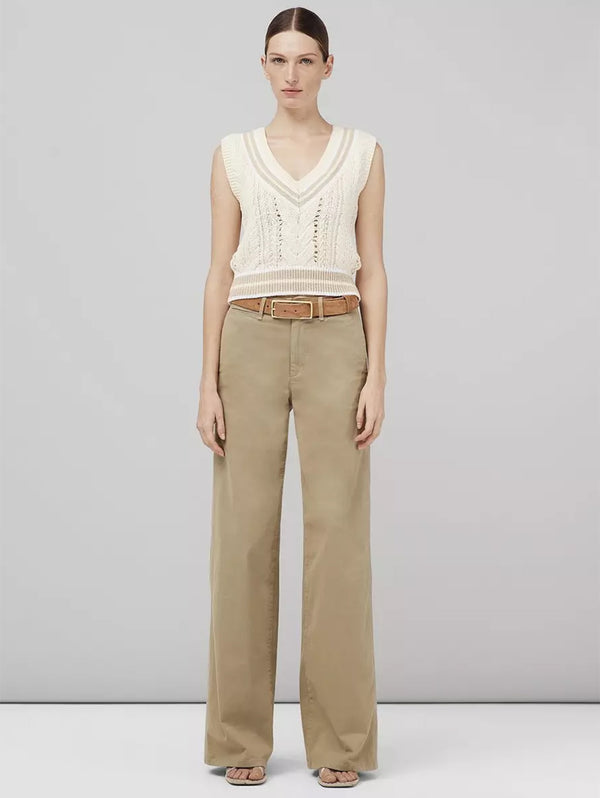 Sofie Wide Leg Cotton Chino Pant - Khaki-RAG + BONE-Over the Rainbow