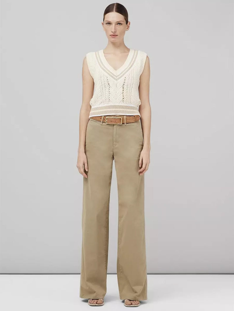Sofie Wide Leg Cotton Chino Pant - Khaki-RAG + BONE-Over the Rainbow