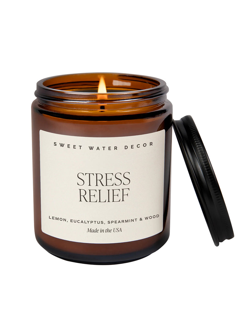 Stress Relief Soy Candle - Amber Jar 9 oz-SWEET WATER DECOR-Over the Rainbow