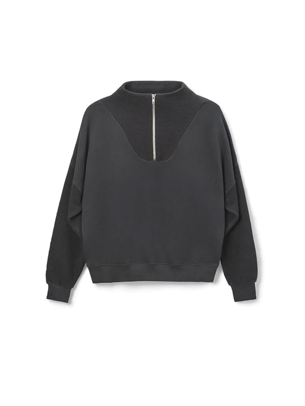 Tyra 1/4 Zip Pullover Top-PERFECTWHITETEE-Over the Rainbow