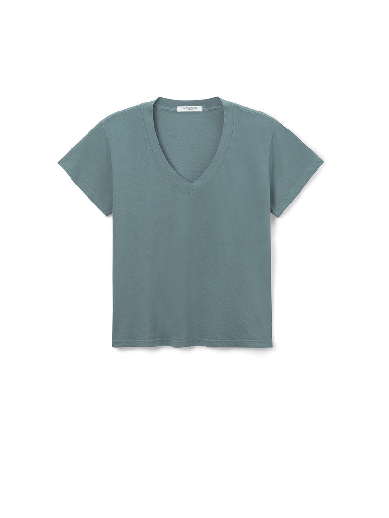 Hendrix Short Sleeve V-Neck Tee - Stormy-PERFECTWHITETEE-Over the Rainbow