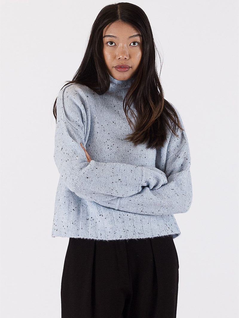 Tova Mock Neck Sweater - Blue-LYLA+LUXE-Over the Rainbow