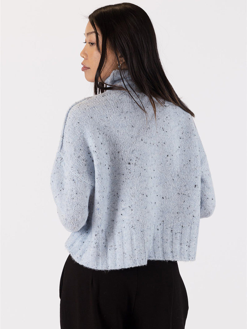 Tova Mock Neck Sweater - Blue-LYLA+LUXE-Over the Rainbow
