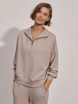 Hawley Zip Sweatshirt - Taupe Marl-VARLEY-Over the Rainbow