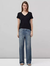 Slub V-Neck Tee - Black-RAG + BONE-Over the Rainbow