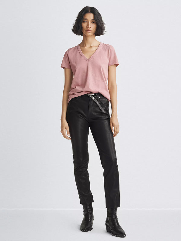 Slub V-Neck Tee - Rose-RAG + BONE-Over the Rainbow