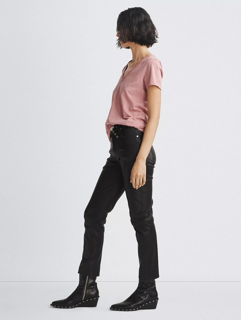Slub V-Neck Tee - Rose-RAG + BONE-Over the Rainbow