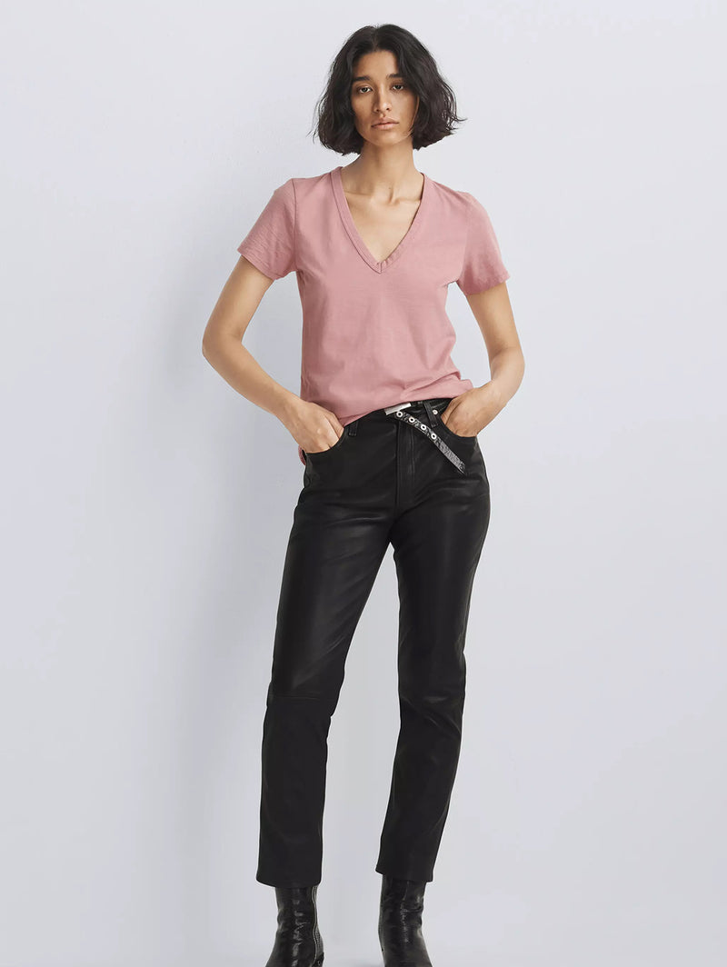 Slub V-Neck Tee - Rose-RAG + BONE-Over the Rainbow