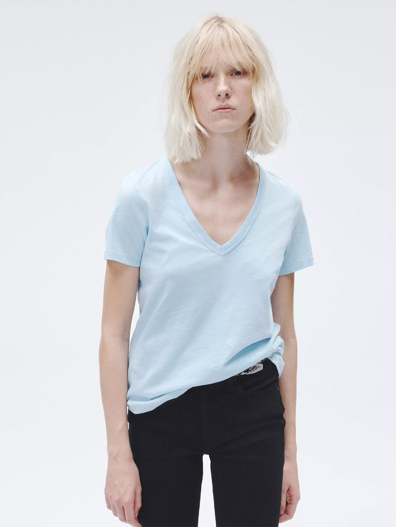 The Slub V Neck Tee - Raindrop-RAG + BONE-Over the Rainbow