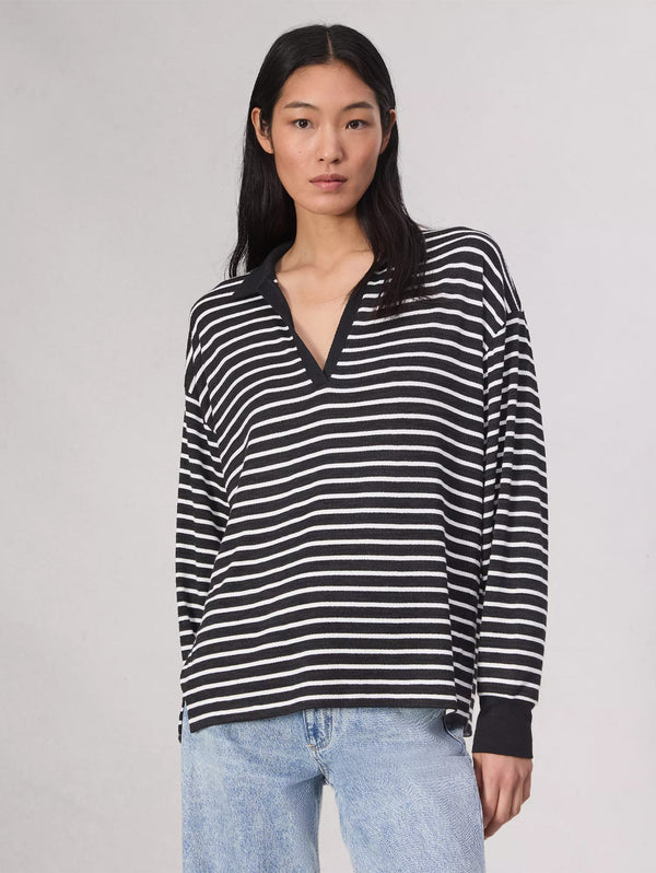 Pull Femme Venini Rayé Noir Et Blanc - Taille L - 65% Viscose, 35% Nylon - Occasion Très Bon état
