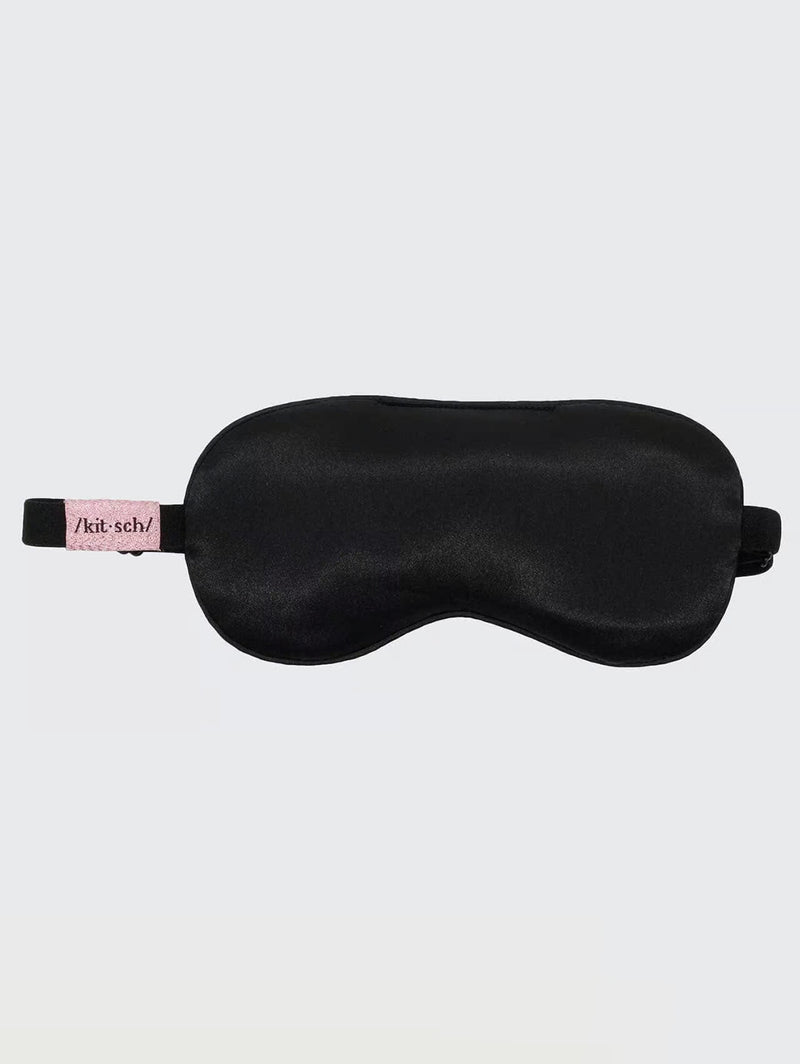 The Lavender Weighted Satin Eye Mask - Black-KITSCH-Over the Rainbow