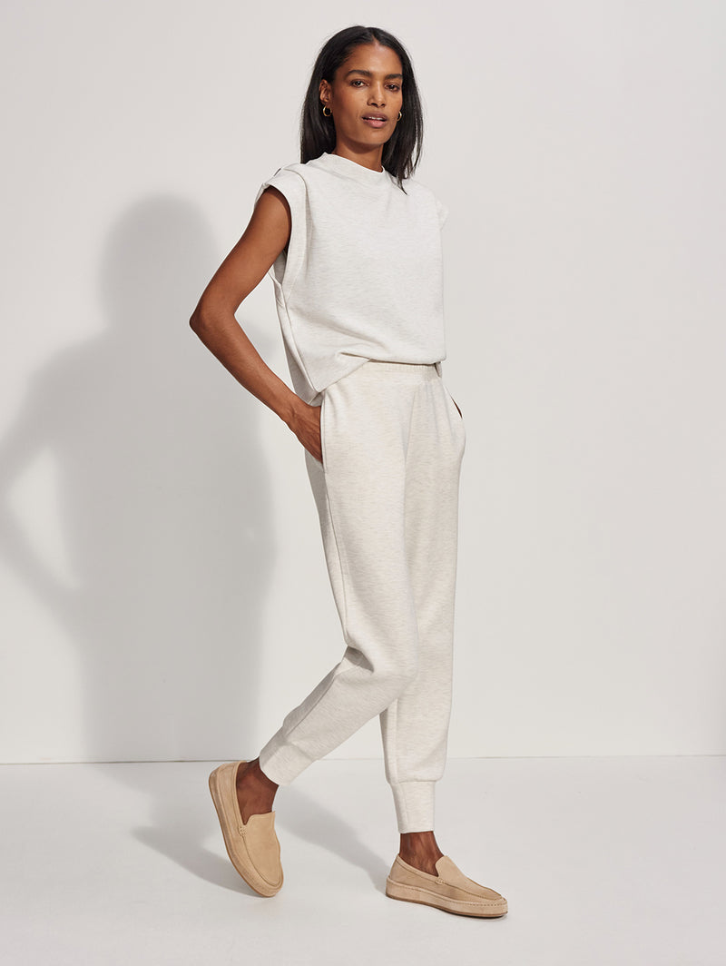 The Slim Cuff Pant 25 - Ivory Marl-VARLEY-Over the Rainbow