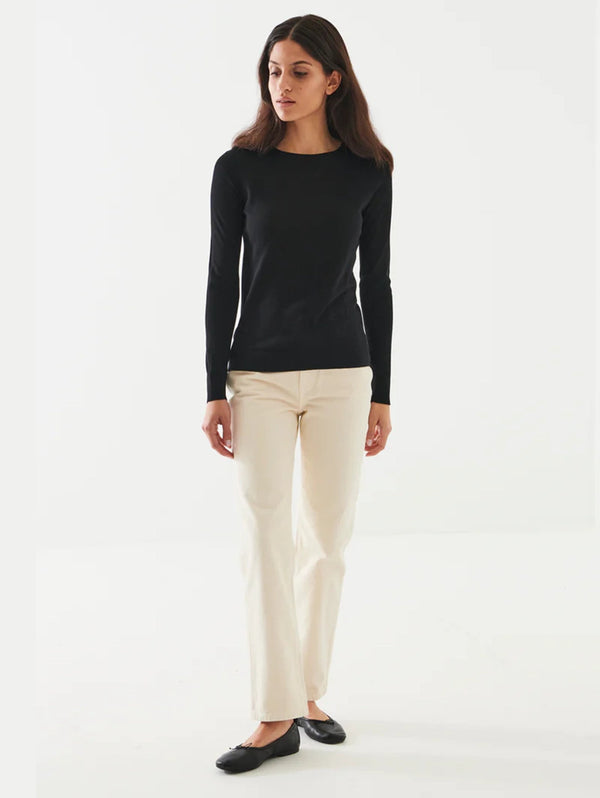Long Sleeve Merino Crew Sweater - Black-Patrick Assaraf-Over the Rainbow