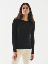 Long Sleeve Merino Crew Sweater - Black-Patrick Assaraf-Over the Rainbow