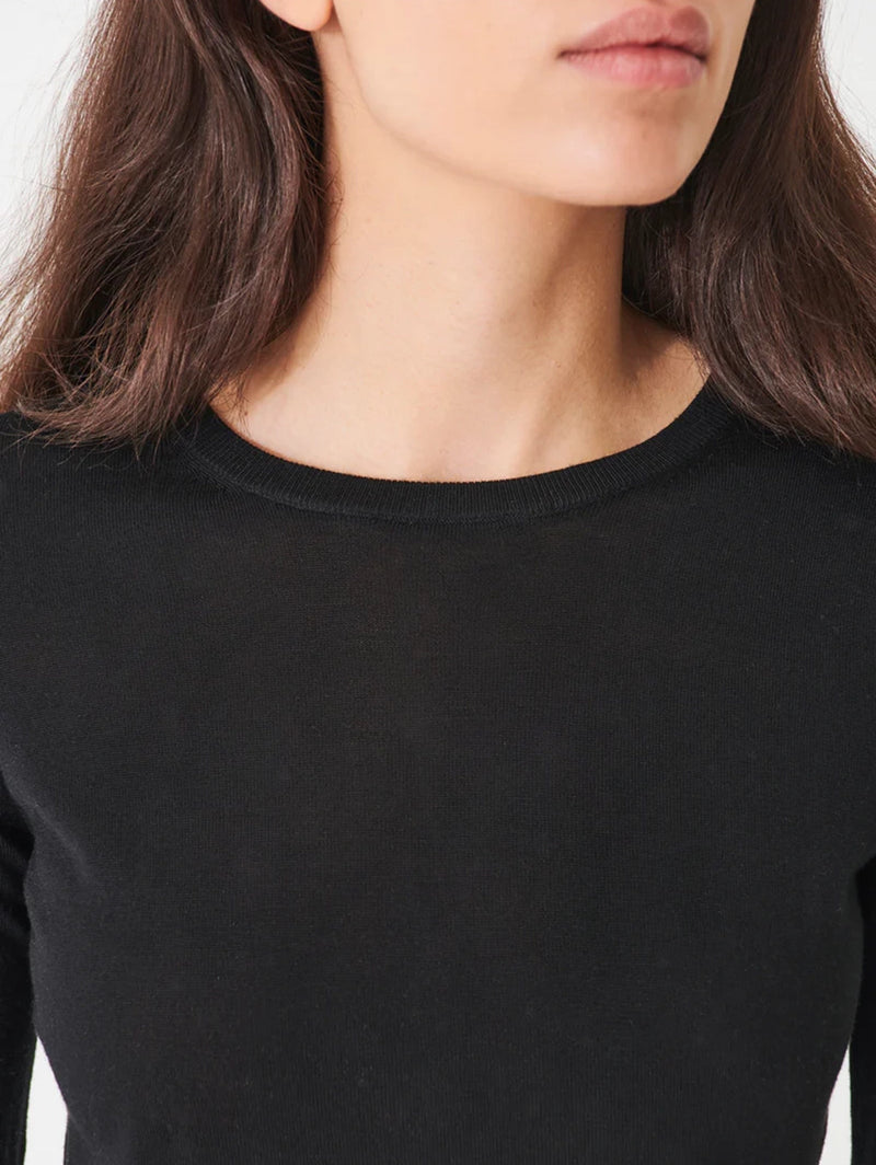 Long Sleeve Merino Crew Sweater - Black-Patrick Assaraf-Over the Rainbow