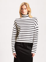 Striped Turtleneck Sweater - Snowflake-Patrick Assaraf-Over the Rainbow