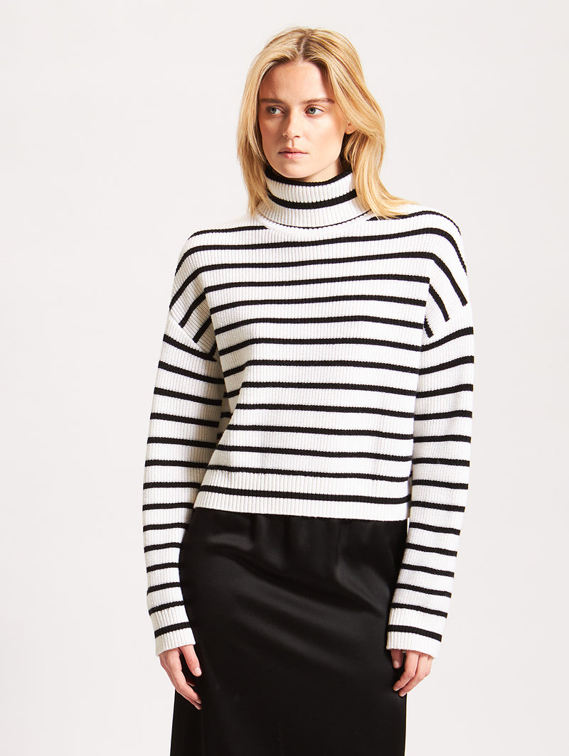 Striped Turtleneck Sweater - Snowflake-Patrick Assaraf-Over the Rainbow