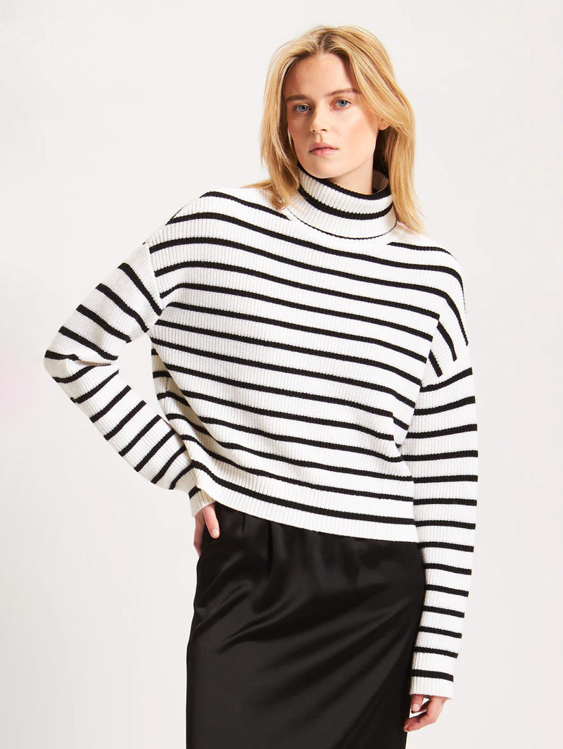 Striped Turtleneck Sweater - Snowflake-Patrick Assaraf-Over the Rainbow