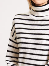 Striped Turtleneck Sweater - Snowflake-Patrick Assaraf-Over the Rainbow