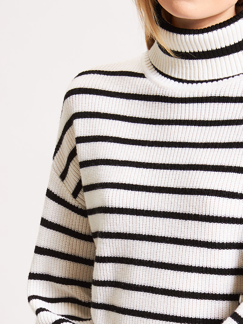 Striped Turtleneck Sweater - Snowflake-Patrick Assaraf-Over the Rainbow
