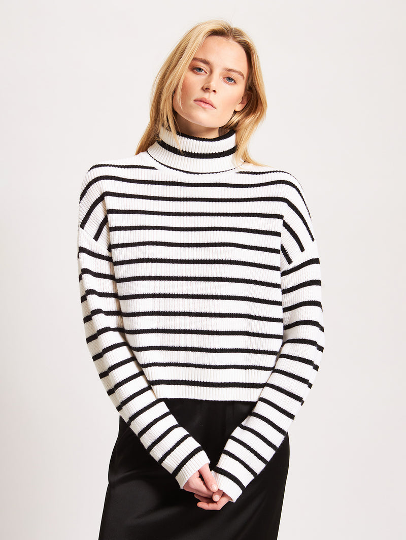 Striped Turtleneck Sweater - Snowflake-Patrick Assaraf-Over the Rainbow