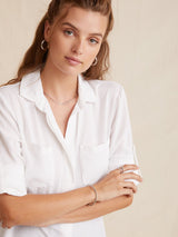 Split Back Button Down Shirt - White-Bella Dahl-Over the Rainbow