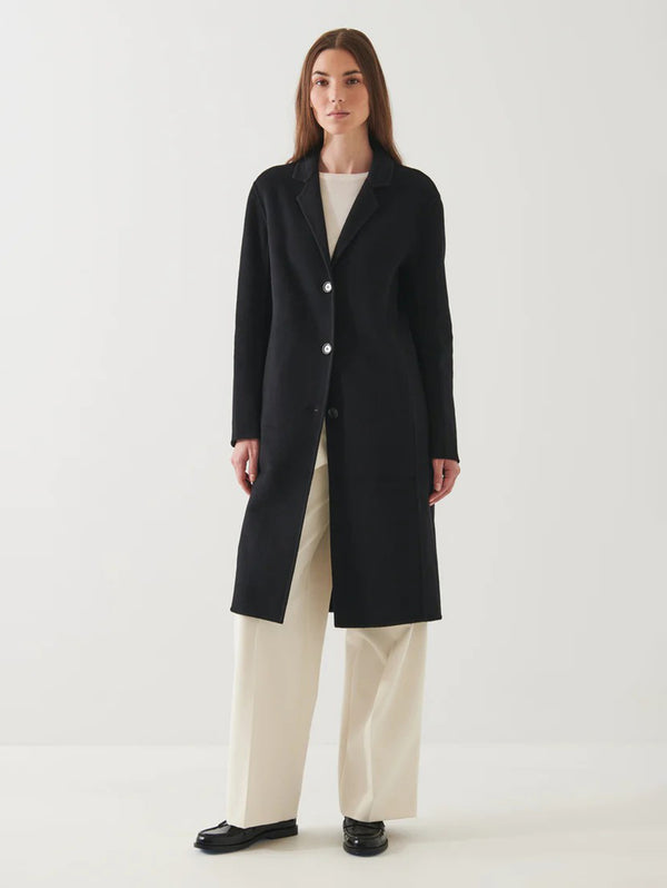 Oversized Single Breasted Wool Coat - Black-Patrick Assaraf-Over the Rainbow