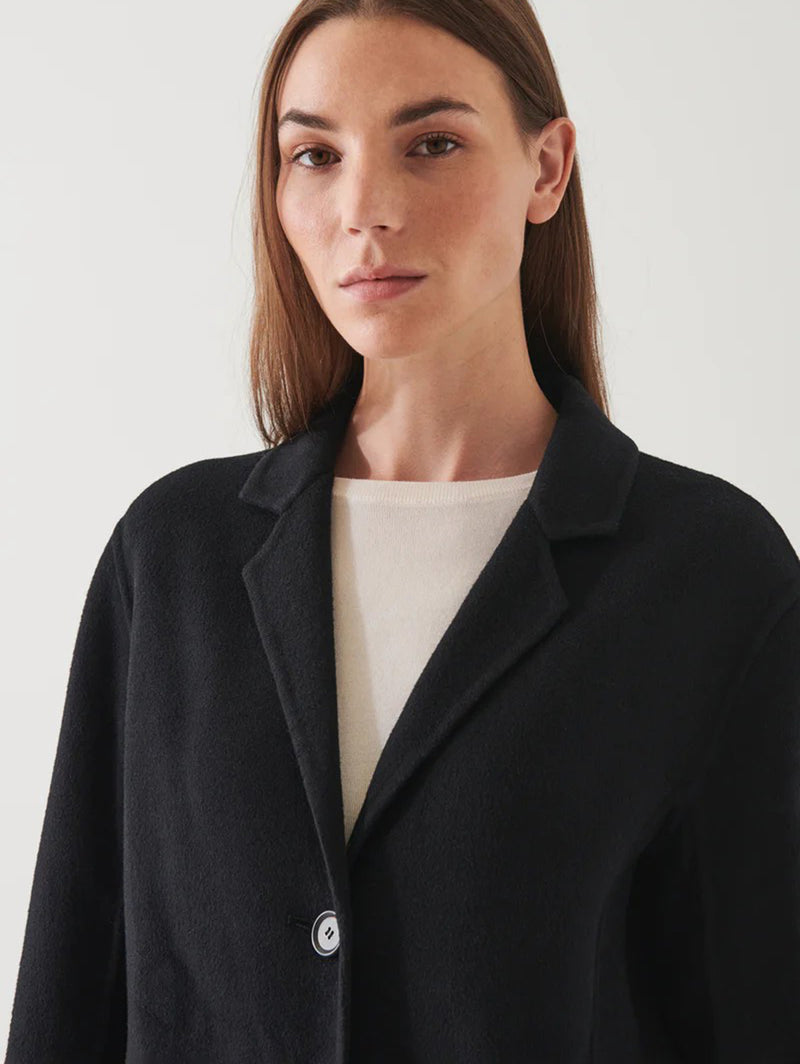 Single breasted black wool coat deals
