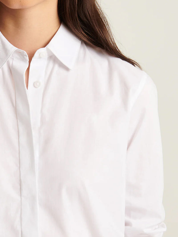 Long Sleeve Cotton Relaxed Shirt - White