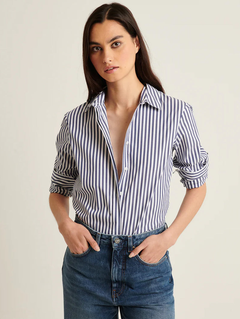 Stretch Striped Shirt - Navy